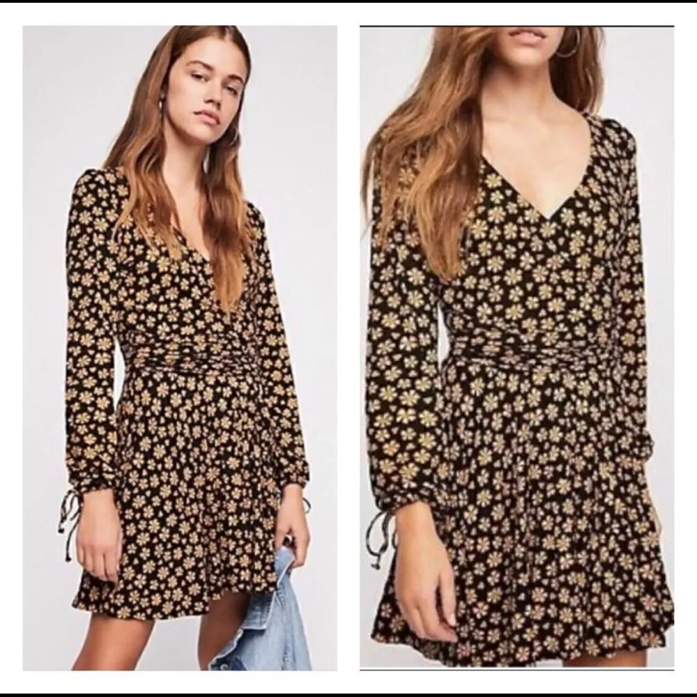 Free People Pradera faux wrap Daisy print mini dress XS‎